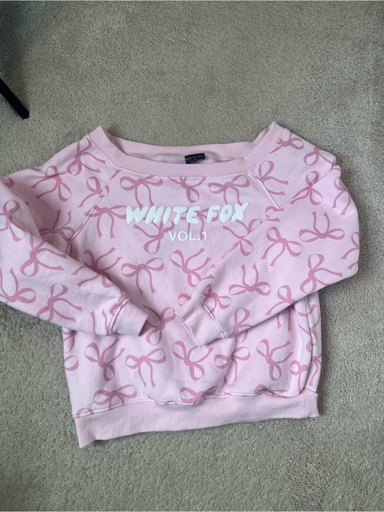 White Fox Boutique Tops - White Fox Vol.1 Pink Bow Print Sweatshirt